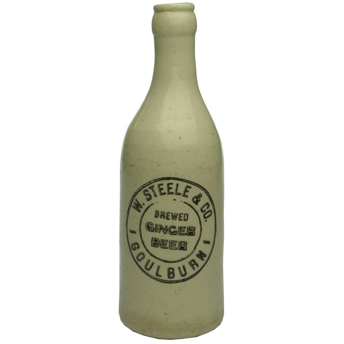 Ginger Beer. W. Steele & Co., Goulburn. Mauri Bros & Thomson. All White. Crown Seal. (New South Wales)