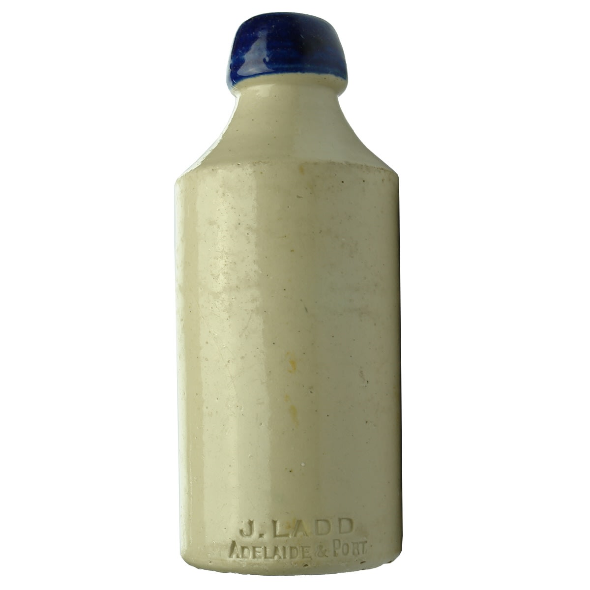 Ginger Beer. J. Ladd, Adelaide & Port. Grosvener, Glasgow. Impressed. Blue Lip. (South Australia)