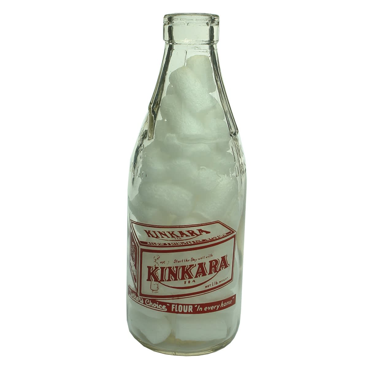 Ceramic Label Advertising Milk. Kinkara Tea. Mothers Choice Flour. Dairy Farmers. Pint. (New South Wales)