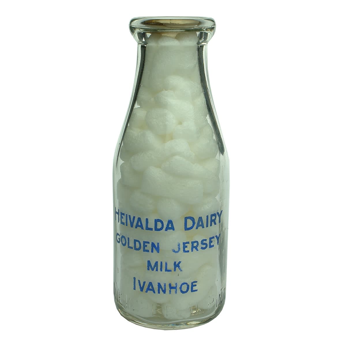 Milk. Ceramic Label & Embossed. Heivalda Dairy Ivanhoe. Golden Jersey Milk. Pint. Base: 496. (Victoria)