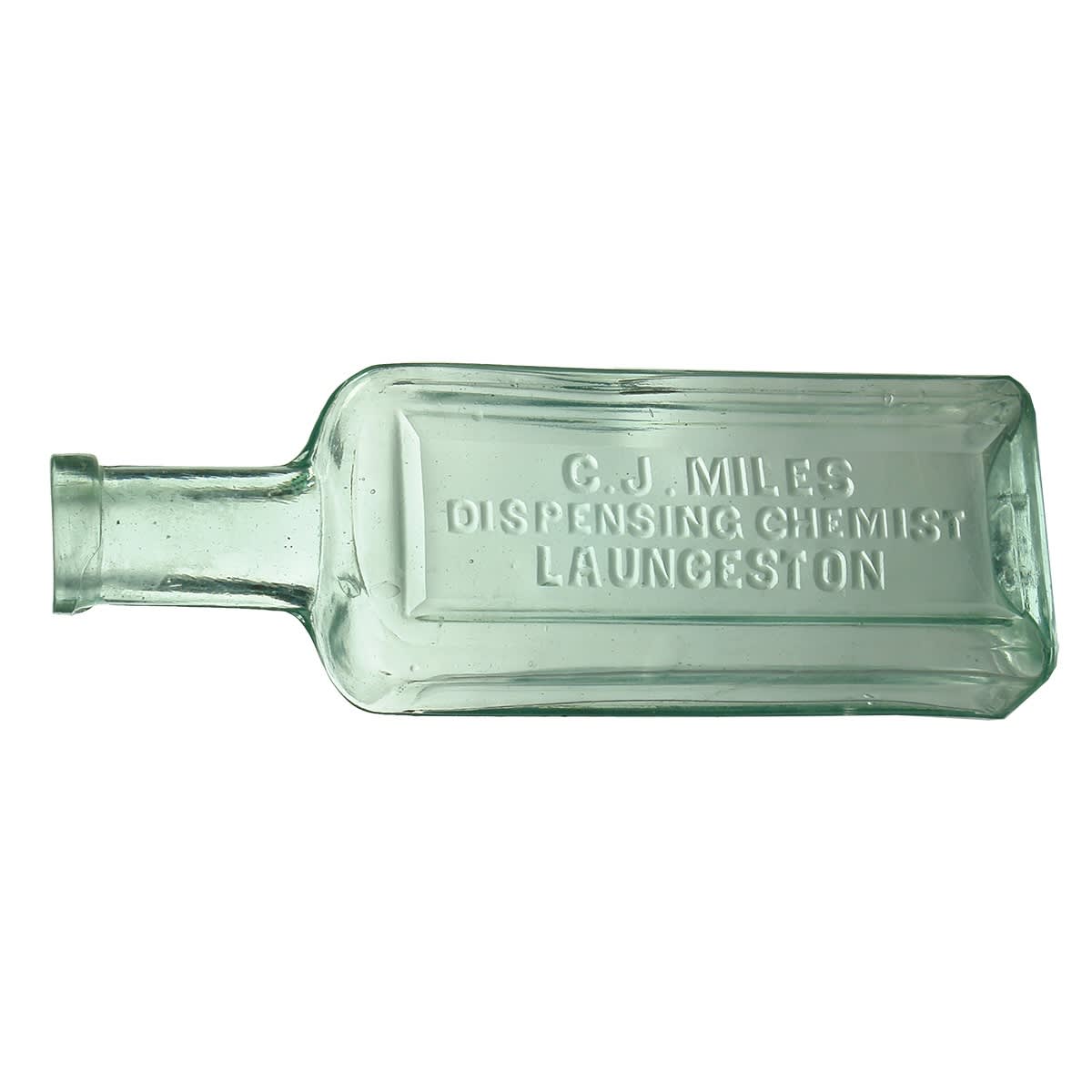 Chemist. C. J. Miles, Launceston. Aqua. 3 oz. (Tasmania)