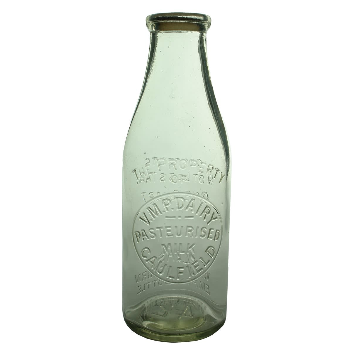 Milk. V. M. P. Dairy, Caulfield. Wad Lip. Clear. 1 Quart. (Victoria)