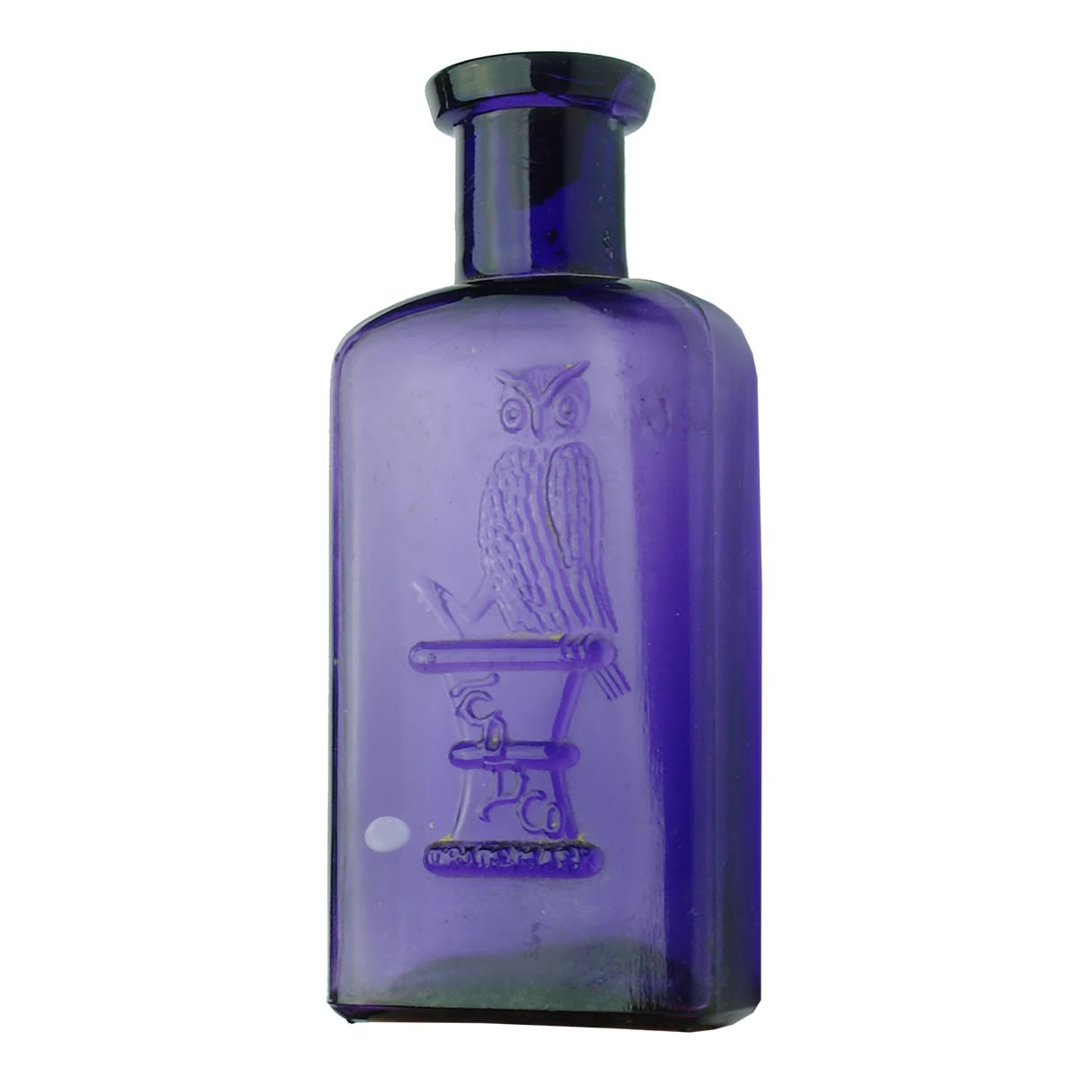 Medicine. The Owl Drug Co. One Wing. Dark Purple. Zapped? Rounded Oblong. 112 mm. (USA)