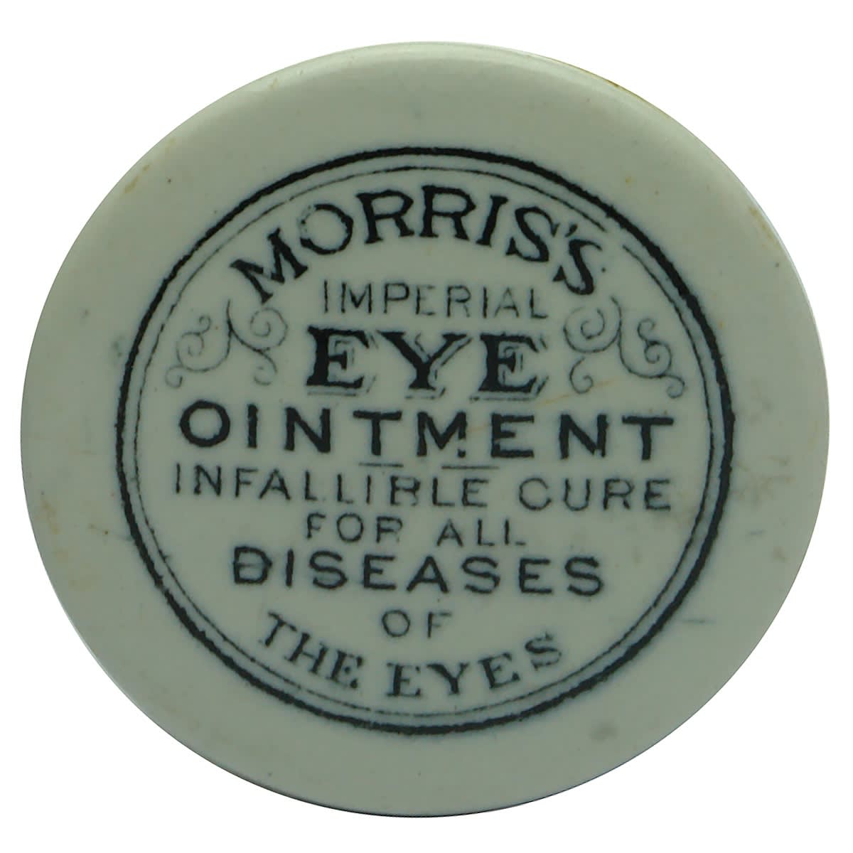 Pot Lid. Morris's Imperial Eye Ointment. with a base. (Melbourne, Victoria)