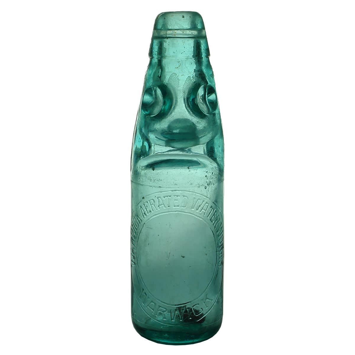 Codd. Warwick Aerated Water Works. Darker Aqua. Triangle Base Mark. 6 oz. (Queensland)