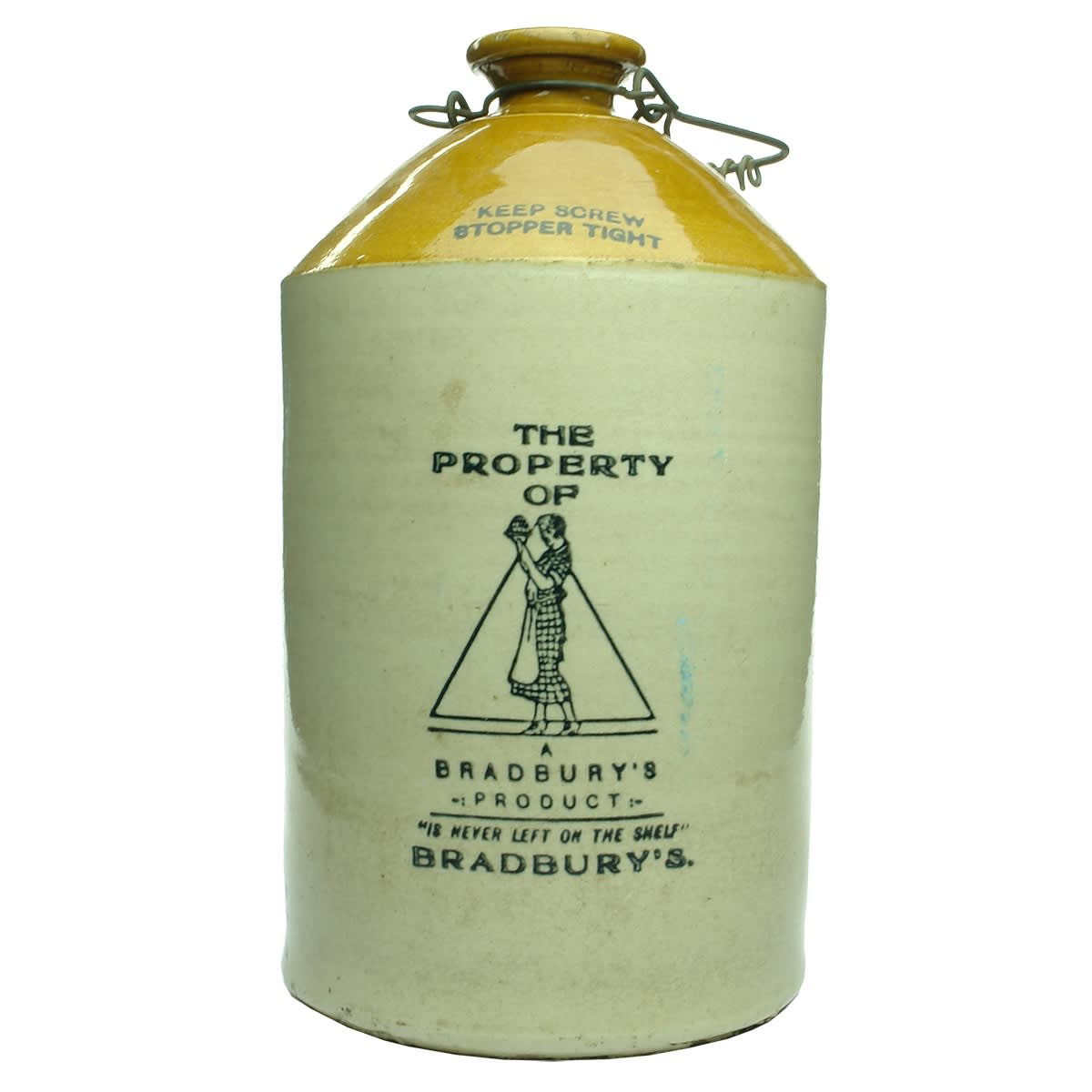 Demijohn. Bradbury's Manufacturing Co. Internal Thread. One Gallon. (Tasmania)