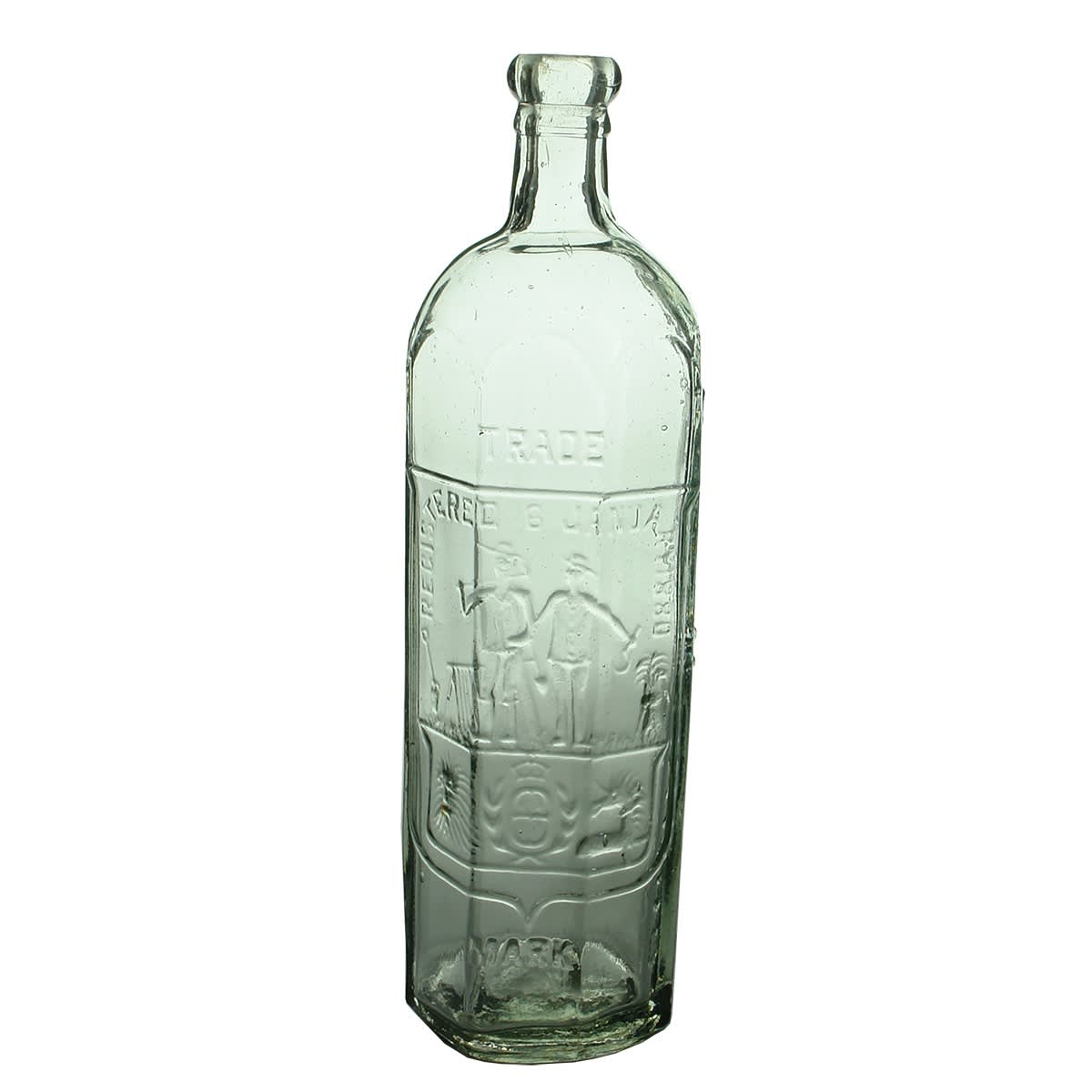 Cordial. E. Rowlands. Miner & Farmer trade mark. Cork Top. Pale Aqua. Octagonal. (Victoria & New South Wales)