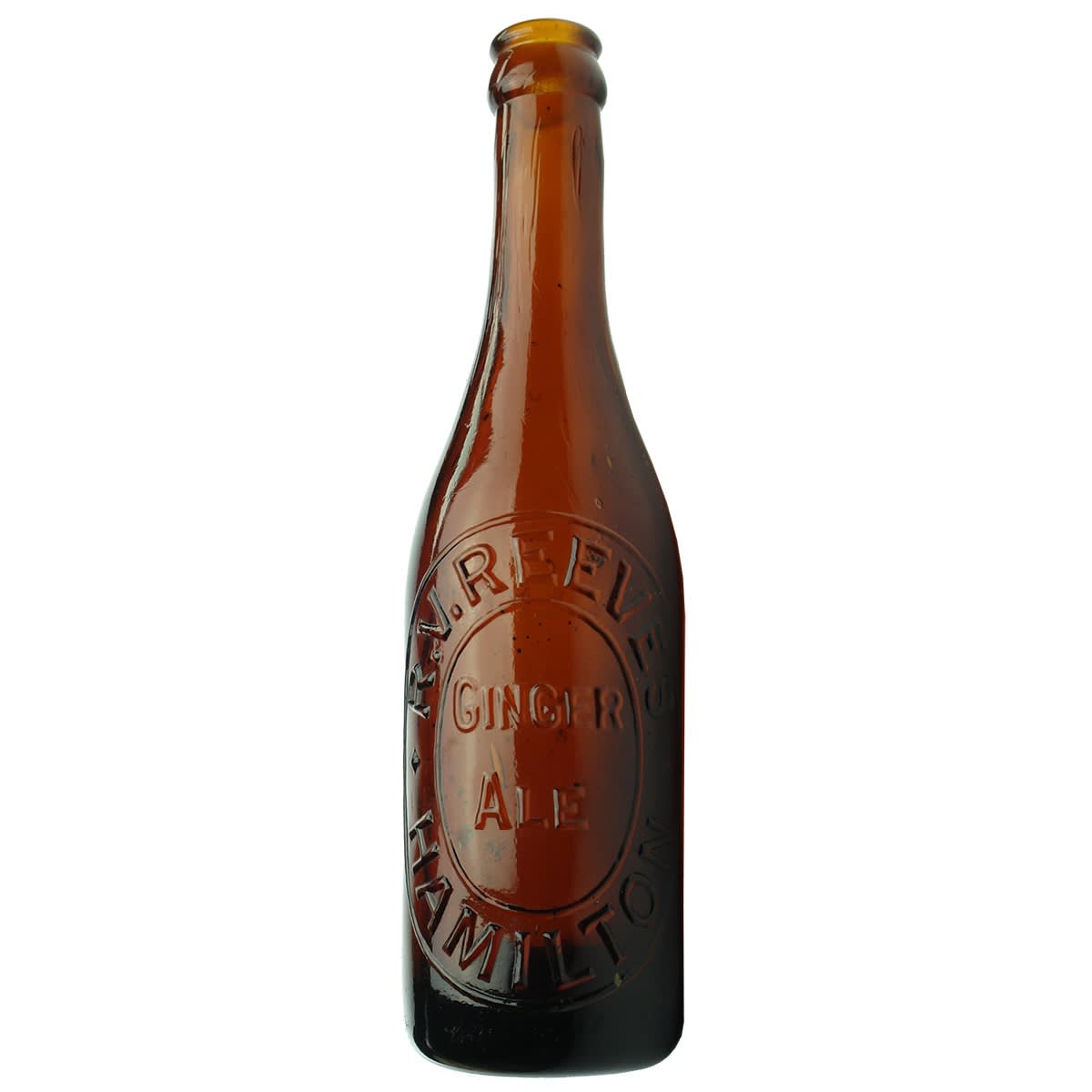 Crown Seal. R. V. Reeves, Ginger Ale, Hamilton. Dark Red Amber. 10 oz. (Victoria)
