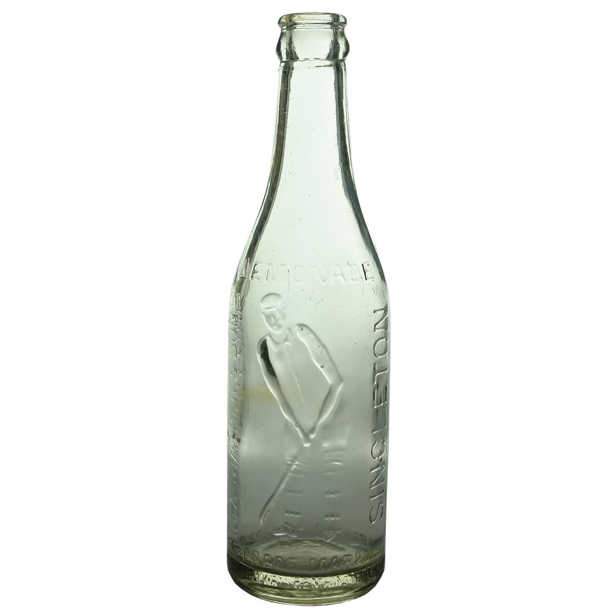 Crown Seal. Alex Mather & Sons, Singleton. Lemonade. Cricketer. Batsman. Clear. 10 oz. (New South Wales)