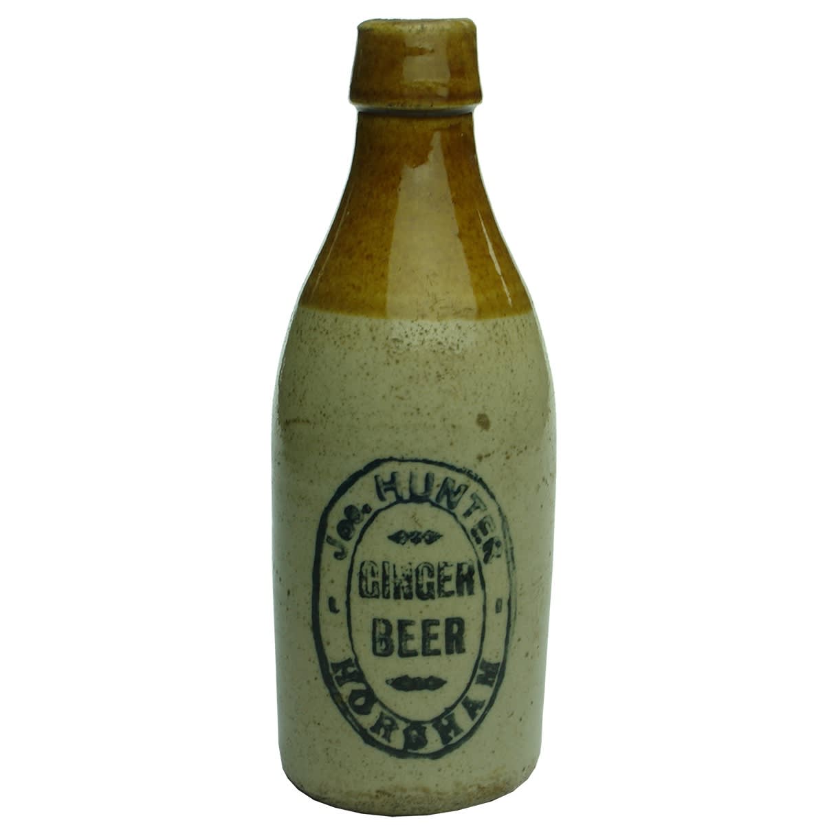 Ginger Beer. Jos. Hunter, Horsham. No potters mark. Tan Top. (Victoria)