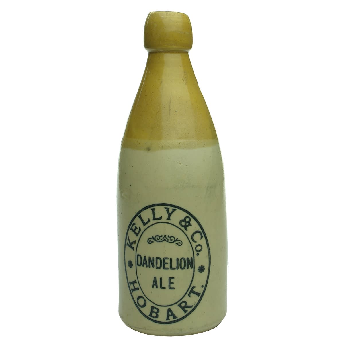 Ginger Beer. Kelly & Co, Dandelion Ale, Hobart. Price, Bristol. Tan Top. Champagne. 10 oz. (Tasmania)