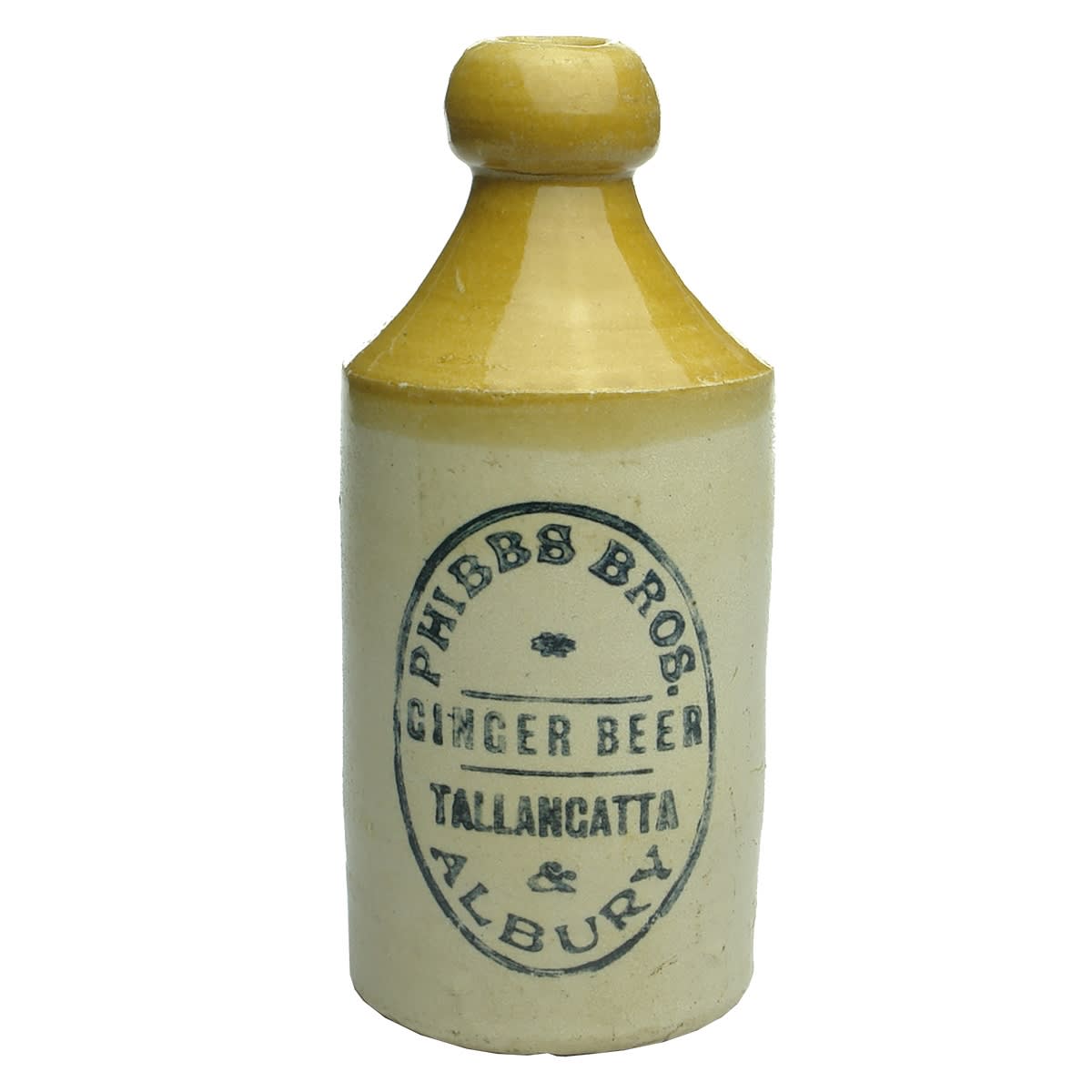 Ginger Beer. Phibbs Bros. Tallangatta & Albury. Bendigo Pottery. (Victoria & New South Wales)
