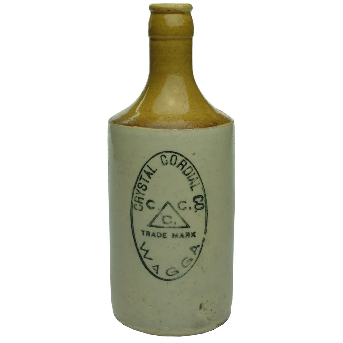 Ginger Beer. Crystal Cordial Co. Wagga. Crown Seal. Tan Top. (New South Wales)