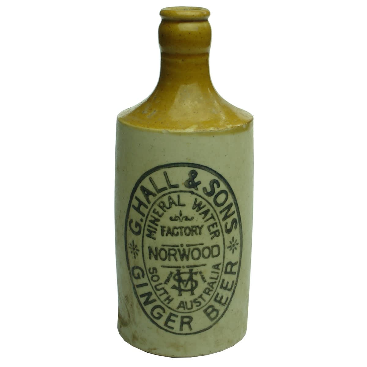 Ginger Beer. G. Hall & Sons, Norwood. Say Stonie. Crown Seal. Tan Top. Dump. (South Australia)
