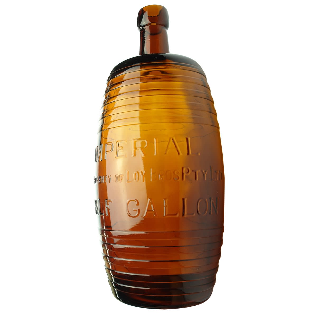 Ginger Beer. Loy Bros Pty Ltd. Half Gallon amber barrel. (Victoria)