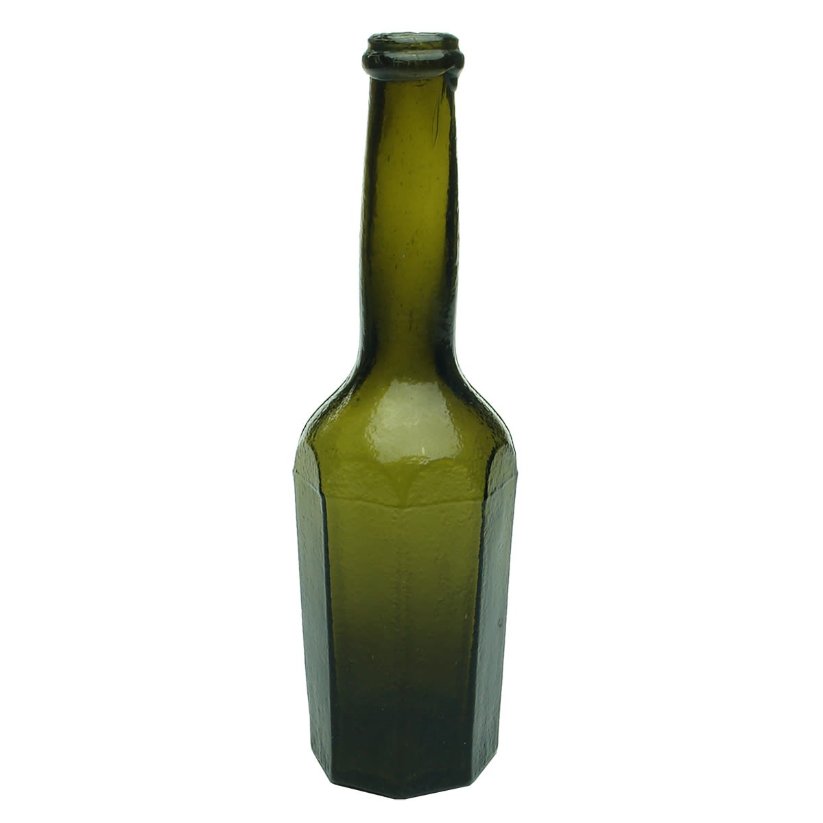 Black Glass. Octagonal Black with Long Neck. Small Size.
