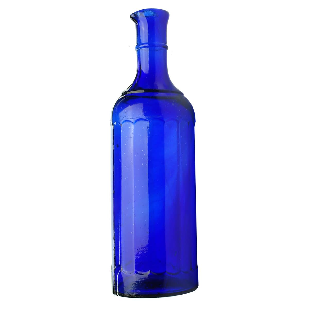 Ink. Cobalt Blue 18 sided tall ink. Pouring lip. 205 mm tall.
