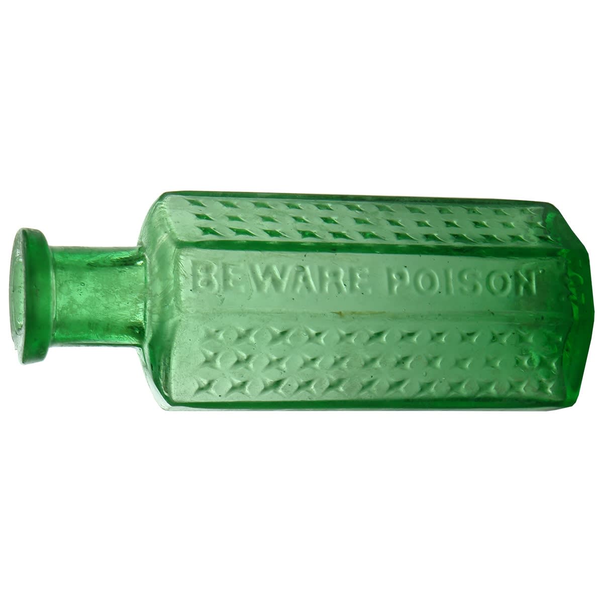 Poison. Beware Poison. Flat Back. Green. 2 oz. FBH. (South Australia)