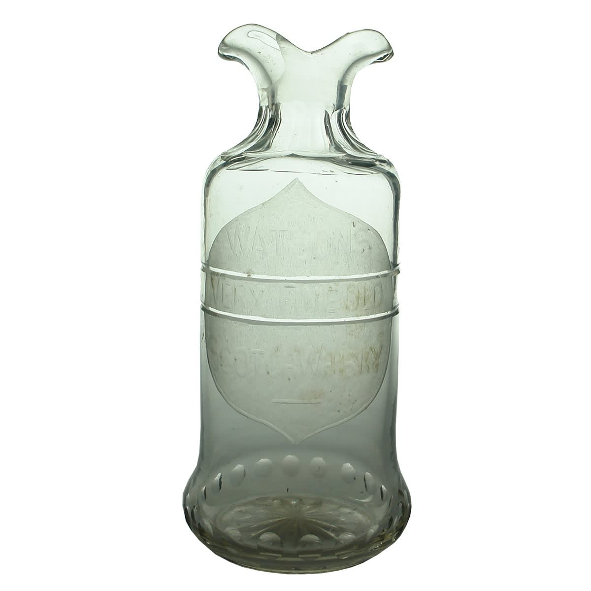 Decanter. Watson's Very Fine Old Scotch Whisky (Mostly overetched with a fancy design).