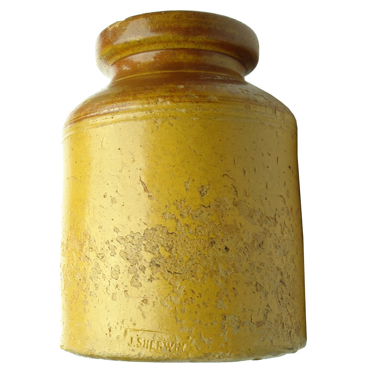 Pottery. J. Sherwin. Jar. Red & Orange. 165 mm. (Tasmania)