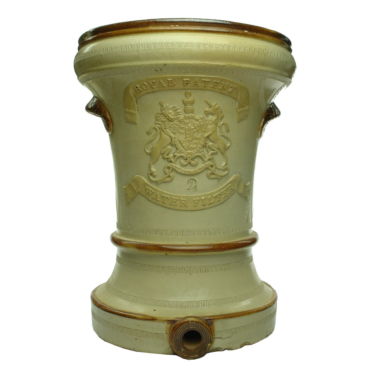 Pottery. Royal Patent Water Filter. Salt Glaze. Waisted. 2 Gallon. (United Kingdom)