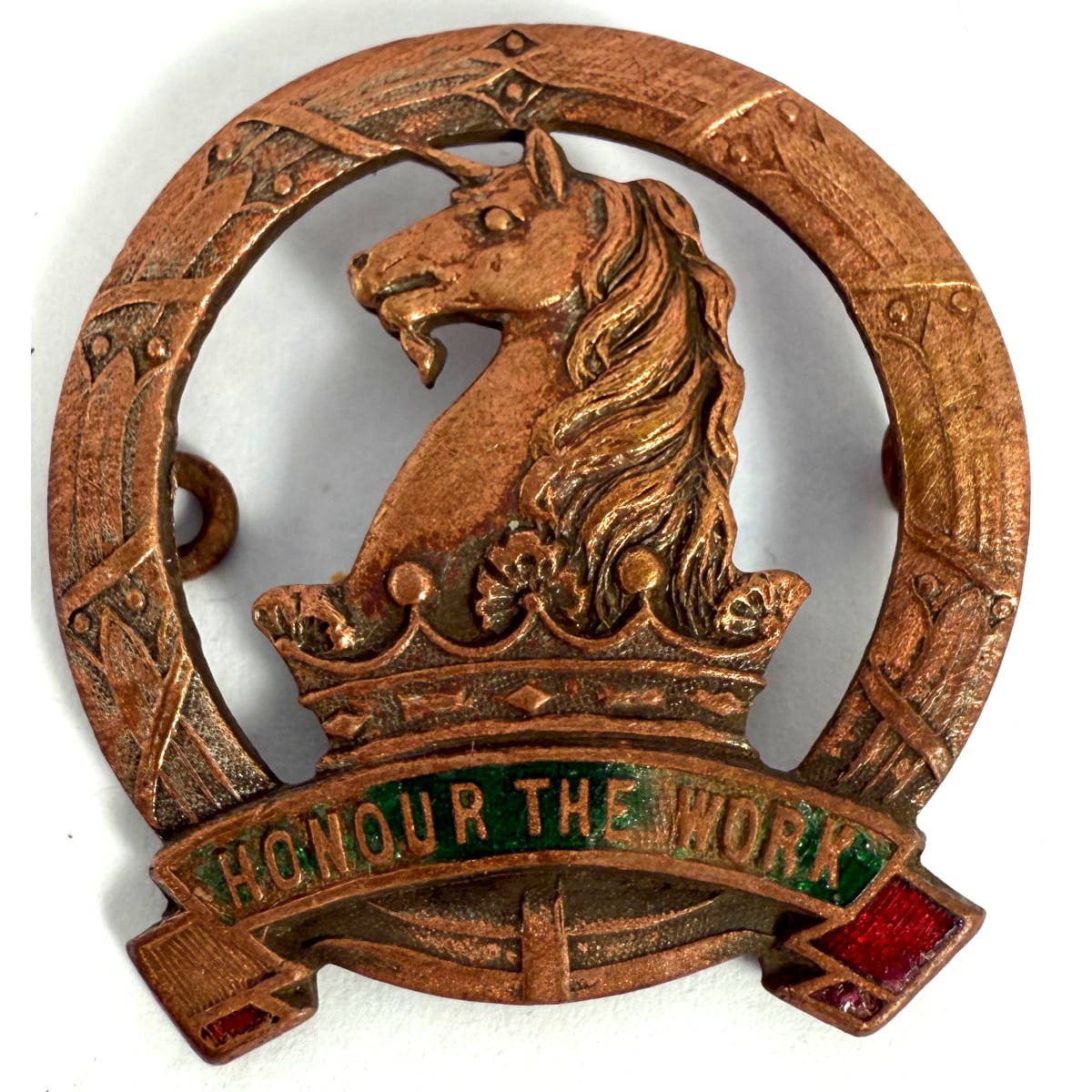 School Badge. Melbourne High School. Unicorn. Honour the Work. No. 156. Stokes & Son Melbourne. (Victoria)