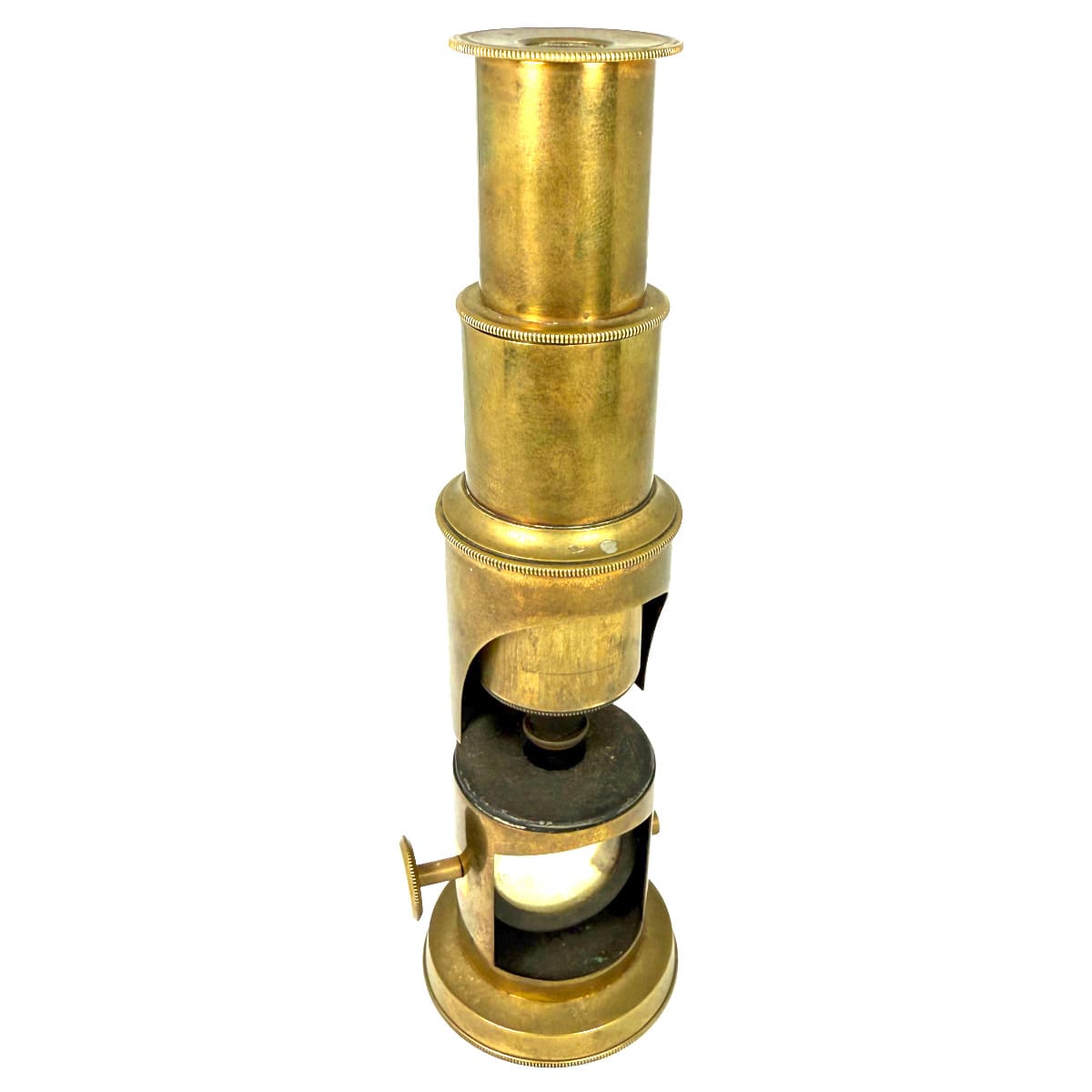 Mini brass microscope. No obvious makers marks.
