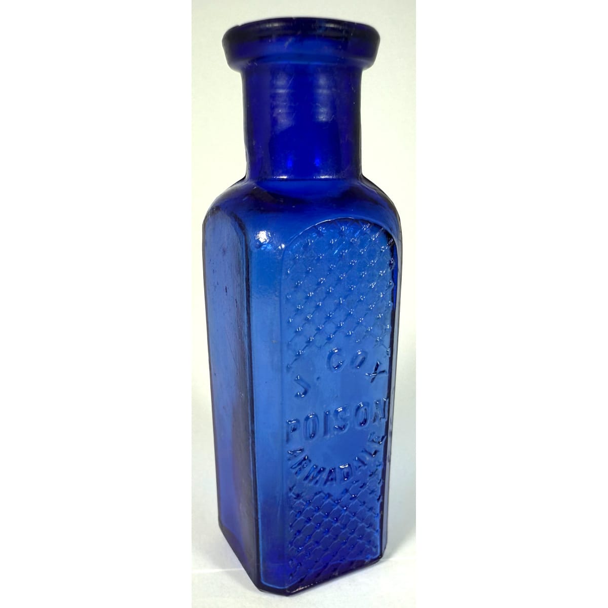 Poison. J. Cox, Armadale. Cobalt. 1 oz. Tall Skinny Type. Whitall Tatum. 87 mm. (Victoria)