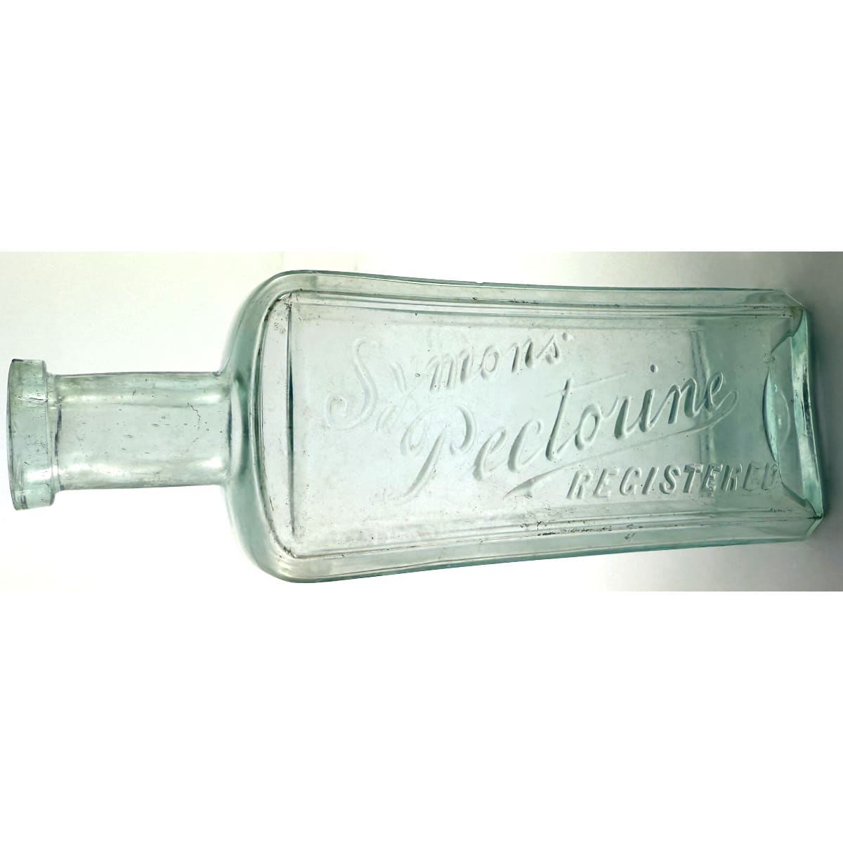 Chemist / Cure. Symons Pectorine. Panelled shape. Whitall Tatum. 6 oz. 170 mm. (Rockhampton, Queensland)