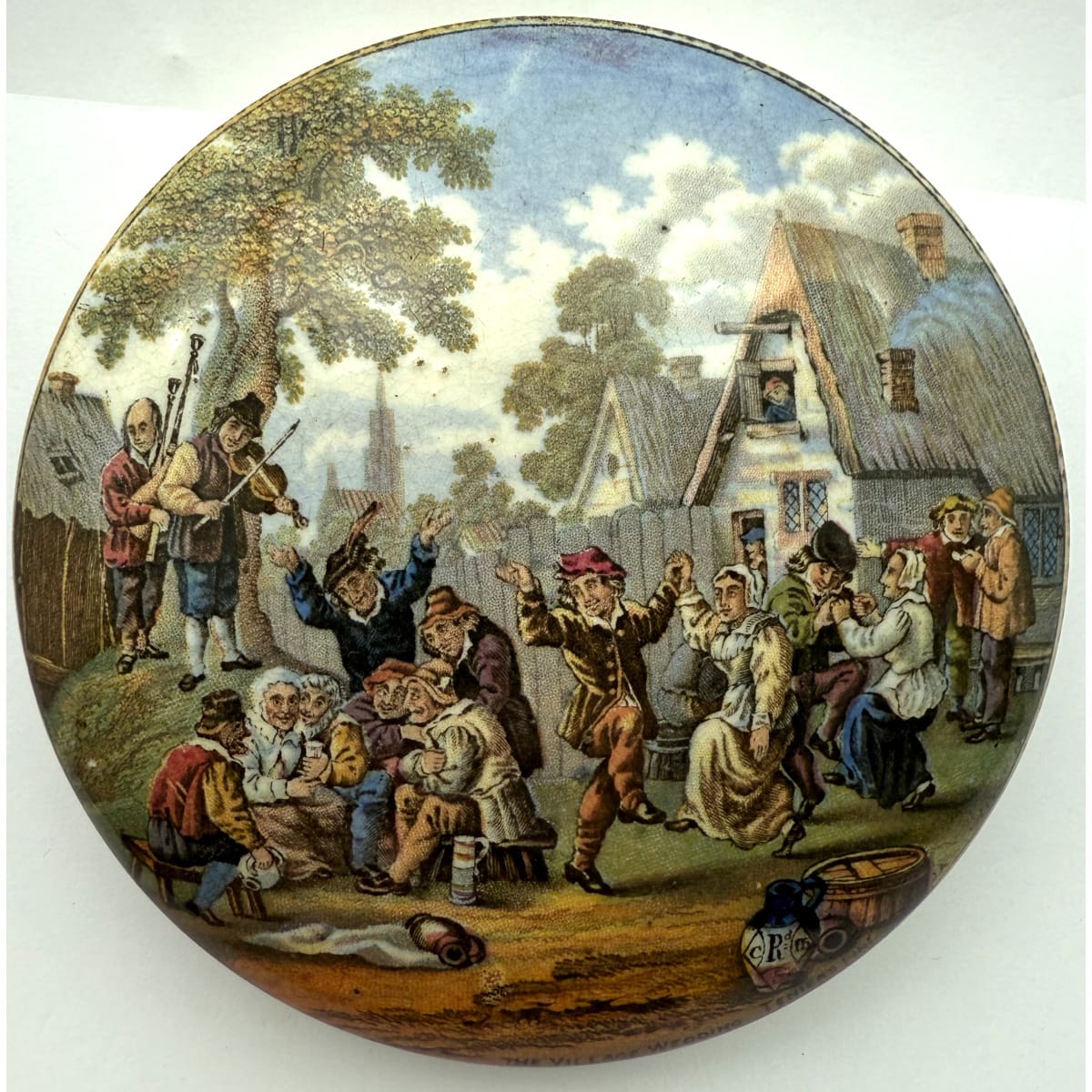 Pratt Lid. The Village Wedding. Teniers Pinx. British Registration Diamond. Prattware.