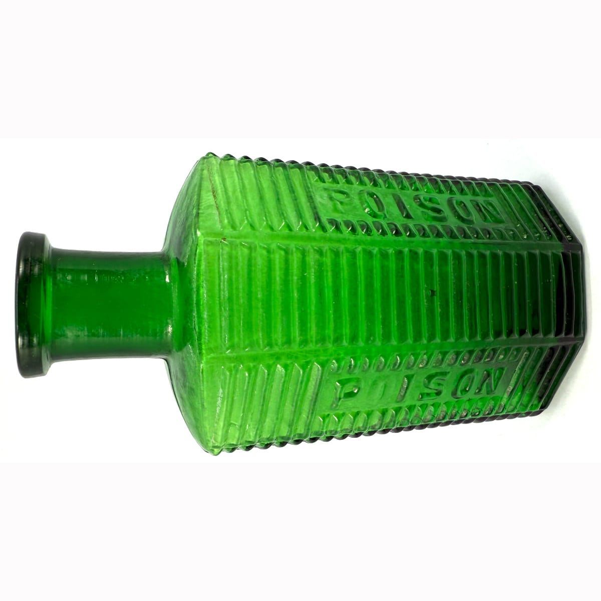 Poison. C. L. G. Co (Carr Lowry Glass Co), Patent Applied For. Green. 4 oz.