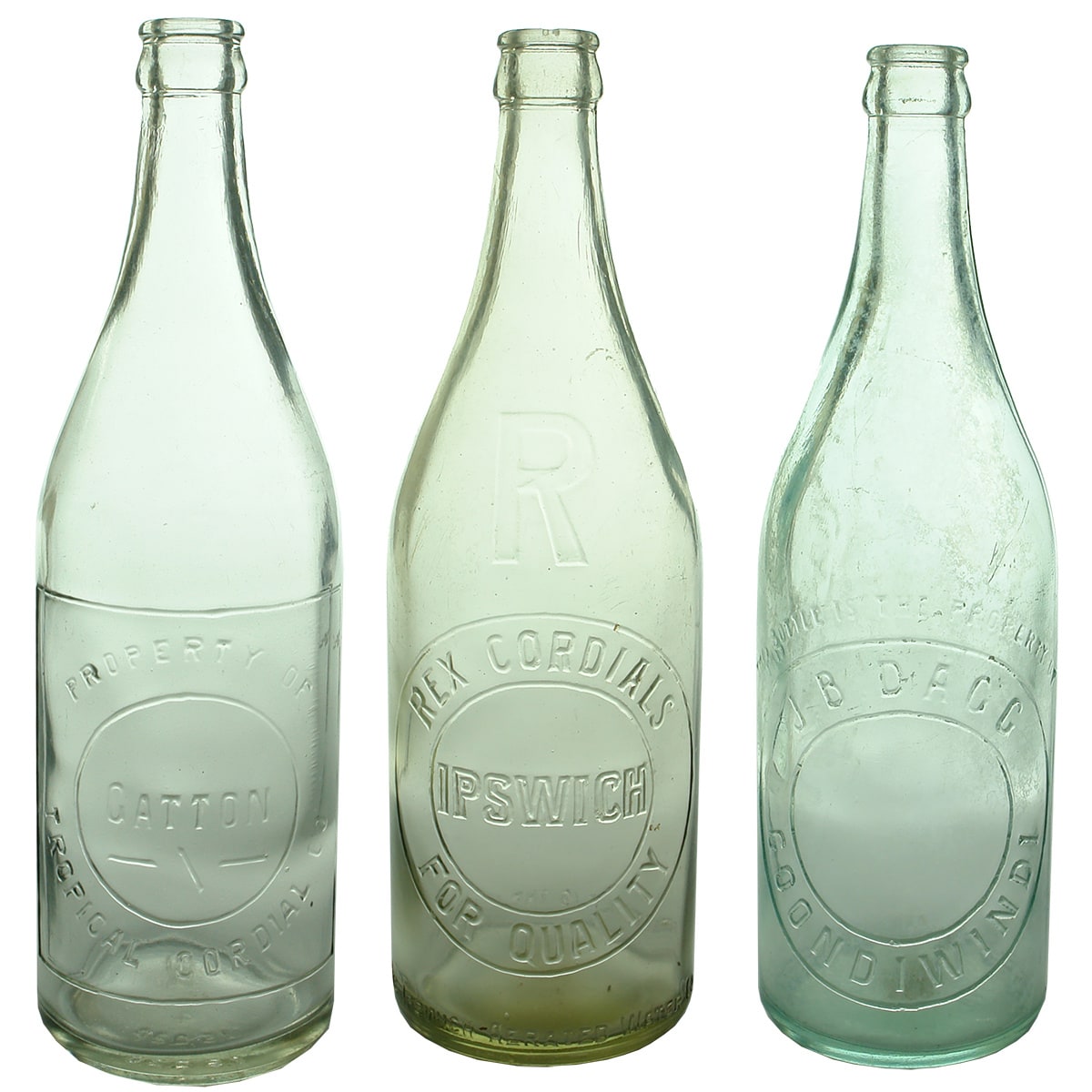 3 Crown Seals. Tropical Cordial Co., Gatton; Rex Cordials, Ipswich; J. B. Dagg, Goondiwindi. 24 oz. (Queensland)
