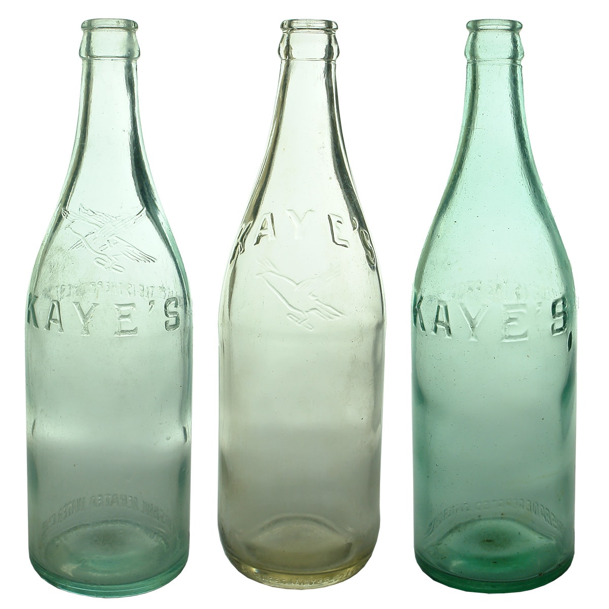 3 Crown Seals. Kaye's. Brisbane Aerated Water Co Ltd. Pictorial & Non-pictorial. Aqua & Clear. 24 oz. (Queensland)
