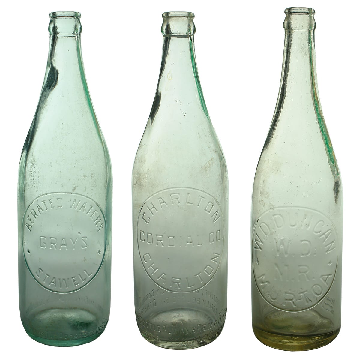 3 Crown Seals: Gray's Stawell; Charlton Cordial Co; W. D. Duncan, Murtoa. (Victoria)