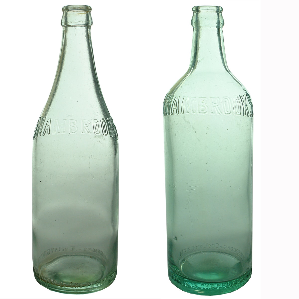 2 Crown Seals. Shambrooks. Coolangatta. different shapes. Aqua. 24 oz. (Queensland)
