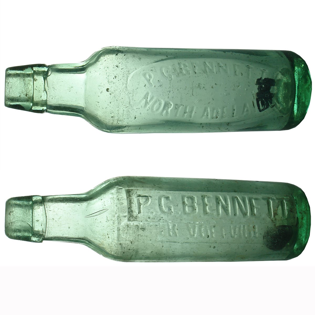 2 Lamonts. P. G. Bennett, North Adelaide. OO. Embossed One Side and second one embossed two sides with no base mark. (South Australia)
