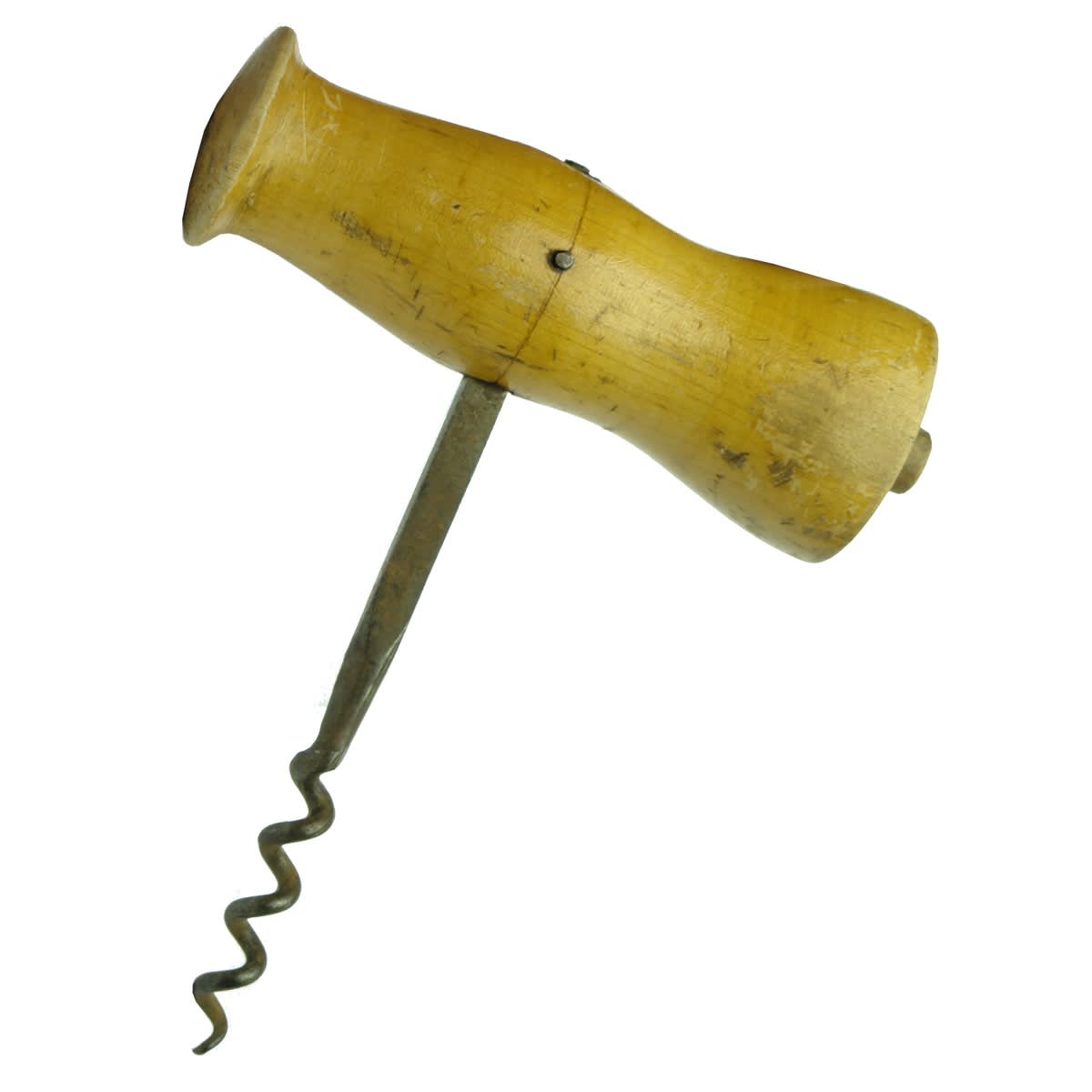 Opener. Wooden handle corkscrew with codd opener.