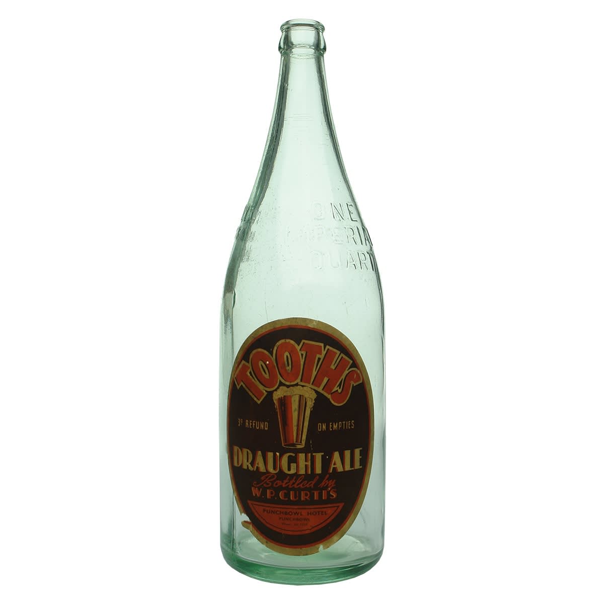 Beer. J. McCarthy Bottle Merchants Imperial Quart Crown Seal. Label for Tooths Draught Ale, bottled by W. P. Curtis, Punchbowl Hotel. (New South Wales)