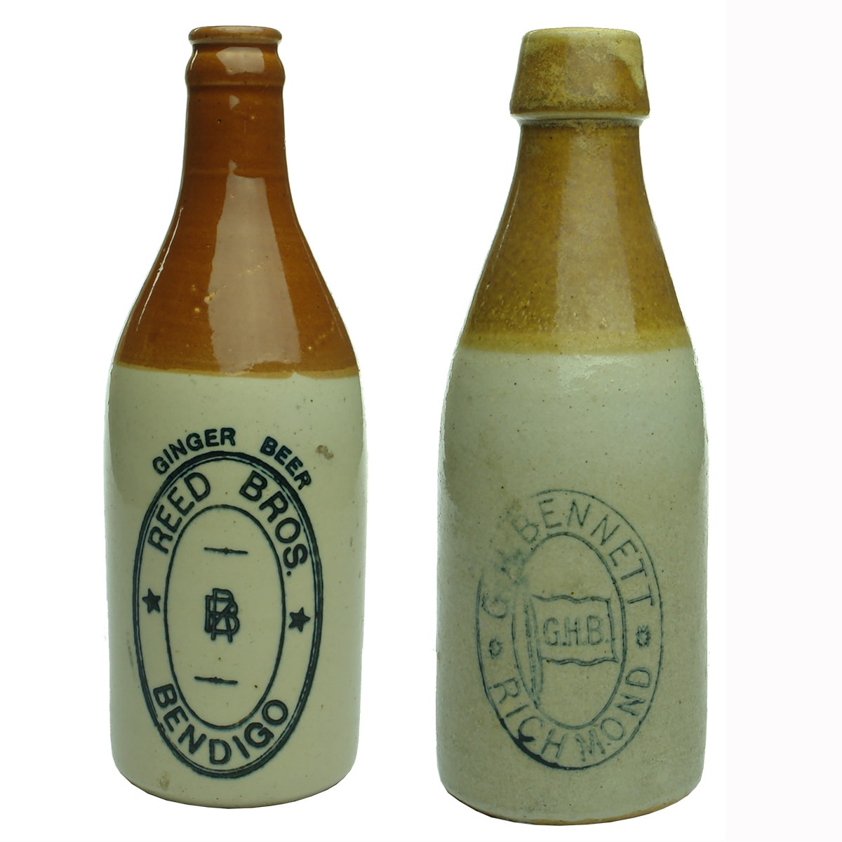2 Ginger Beers: Reed Bros Bendigo and G. H. Bennett Richmond. (Victoria)