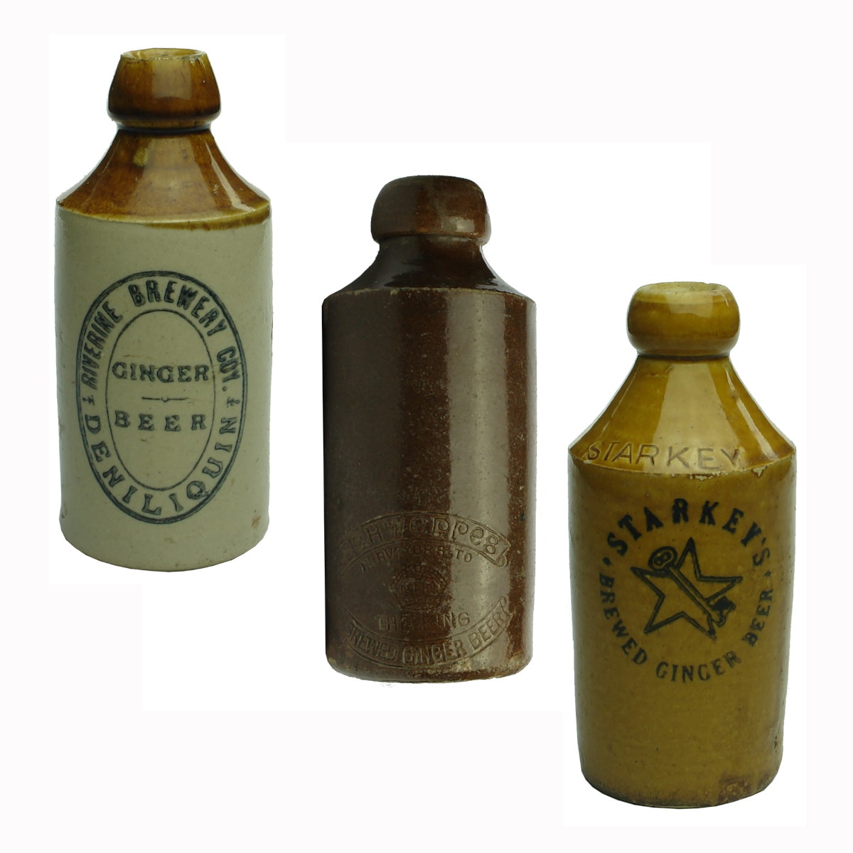 3 Ginger Beers: Riverine Brewery Co Deniliquin; Schweppes to the King; Starkeys.