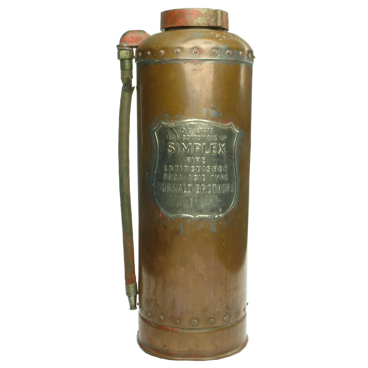 Brass Fire Extinguisher. Wormald Brothers Simplex. Polished. Retoning.