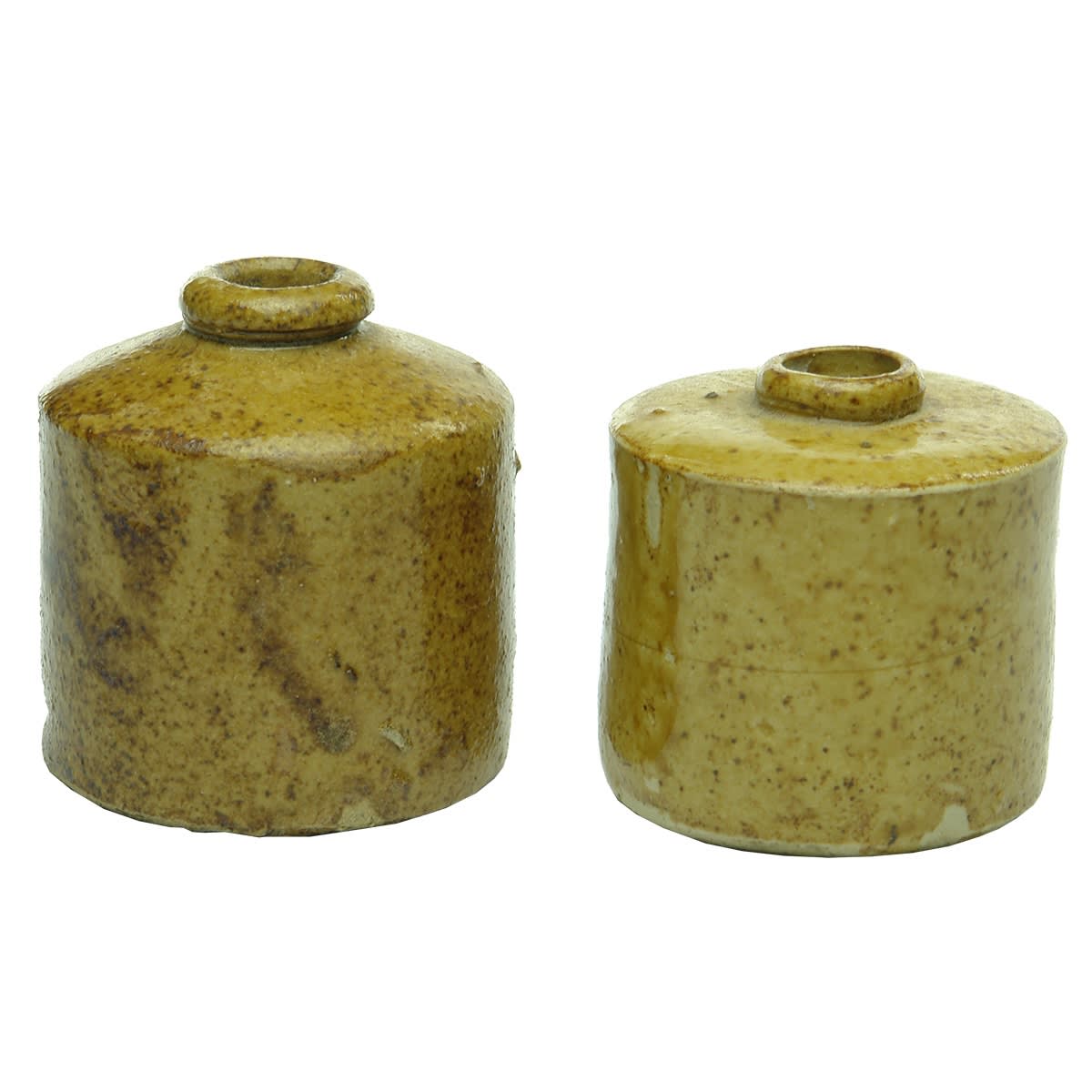 Pottery. Pair of Campbell, Tasmania (Attributed) Penny Ink Bottles. (Tasmania)