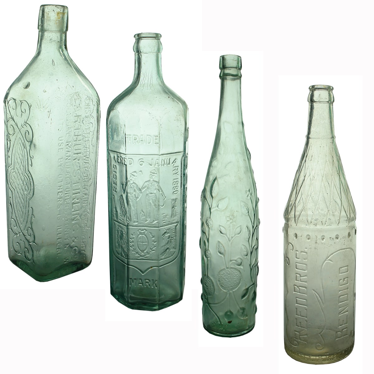4 Cordials. Arthur Stirling & Co., Sydney; E. Rowlands; L. Rose & Co; Reed Bros, Bendigo.