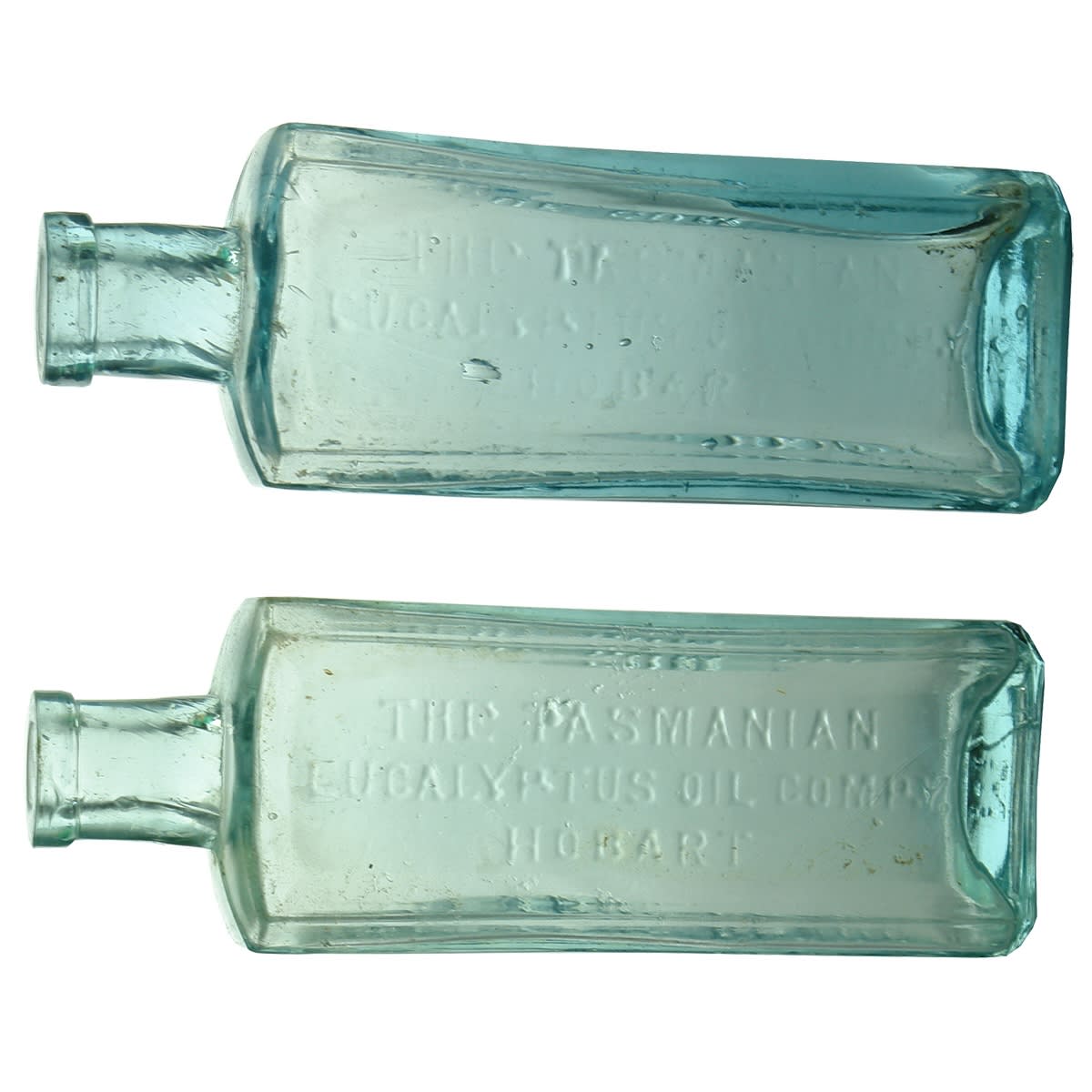 2 x Eucalyptus. Pair of bottles from The Tasmanian Eucalyptus Oil Company, Hobart, Blue Gum Oil, Platypus Brand. (Tasmania)