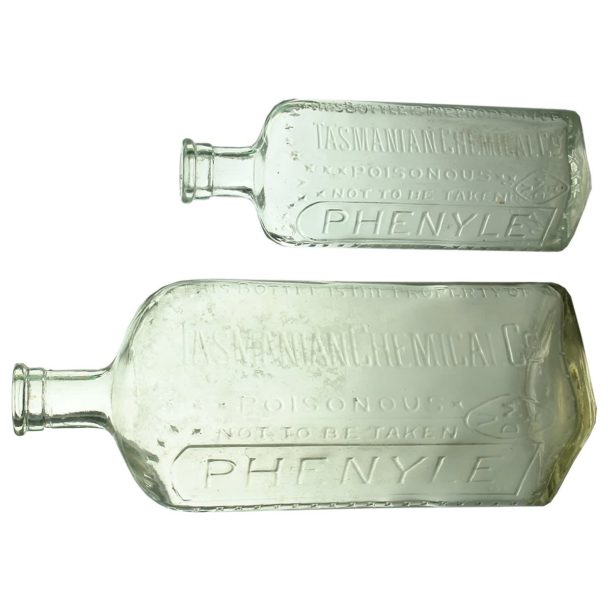 Phenyles. 2 sizes of Tasmanian Chemical Co Phenyle. (Tasmania)