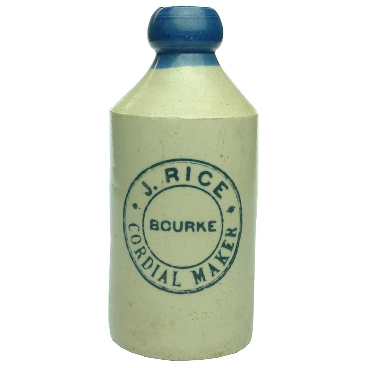 Ginger Beer. J. Rice, Bourke. Blue Lip. Dump. (New South Wales)