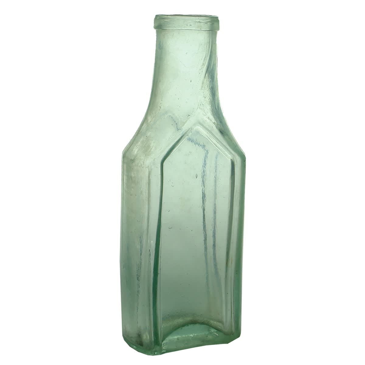 Goldfields. Gothic Arch mustard Bottle. Aqua. 1 Pint.