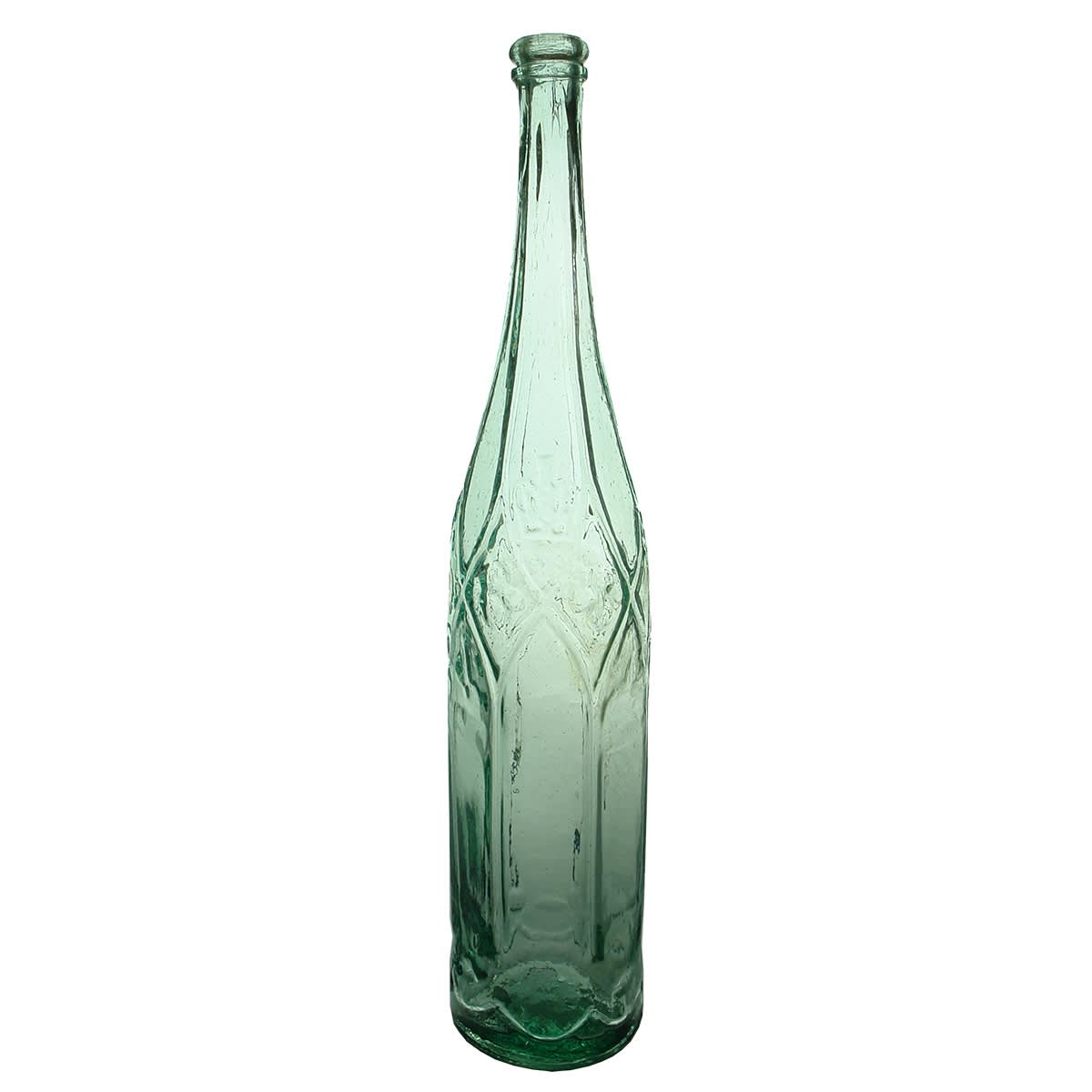 Goldfields Salad Oil. Batty's Crown. Fancy Shape. British Registration Diamond to base. Aqua. 26 oz.