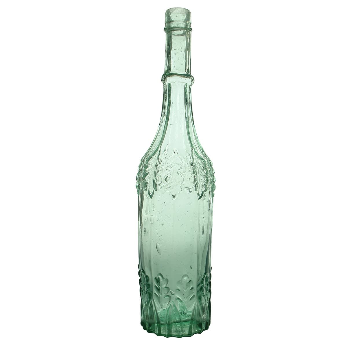 Goldfields. Robert Thin, Leaf Bottle. Aqua. 26 oz.