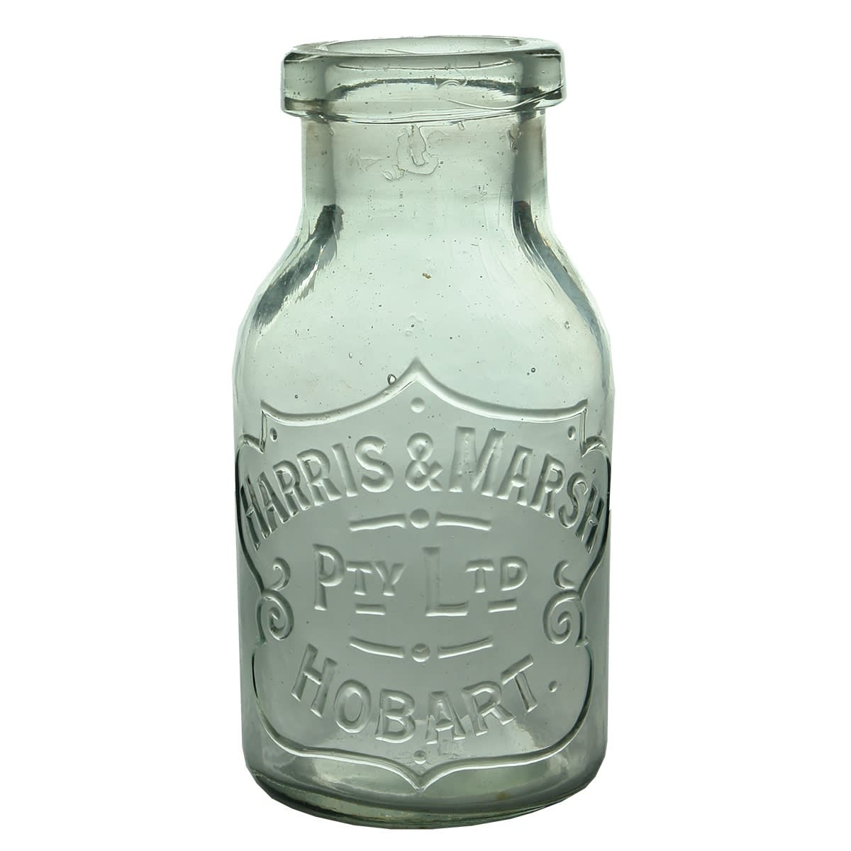 Cream. Harris & Marsh Pty Ltd Hobart. Clear. 6 oz. (Tasmania)